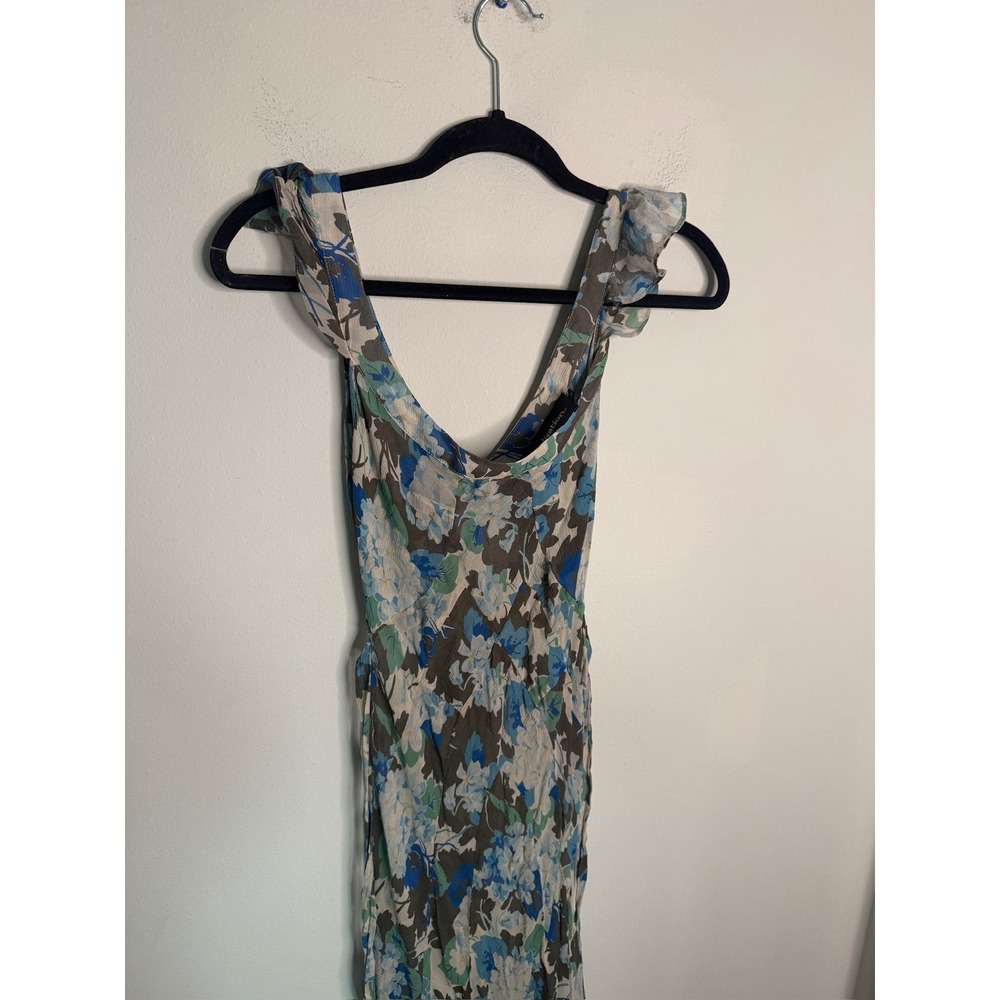 Réalisation Par Silk S Multicolor Lila Blue Hydrangea Sheer Floral Maxi Dress - Picture 5 of 8